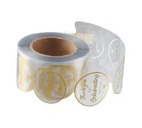 Autocollants de Gaufrage Lot de 500 autocollants « Merci d'avoir célébré avec nous », rouleau d'autocollants ronds transparents en feuille d'or 1,5 pouce for sceller des cadeaux, décoration fête