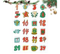 Autocollants de l'Avent de Noël,Autocollants numérotés du calendrier de l'Avent de Noël - 1-24 numéros décalcomanies décoratives pour cartes de vœux,Autocollants de scellage du compte à rebours du cal