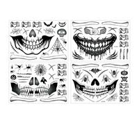 Autocollants de maquillage d'Halloween, autocollants pour le visage pour Halloween - 4 feuilles d'autocollants réalistes pour Halloween, art du visage et cicatrices
