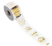 Autocollants de Noël, 1 rouleau d'autocollants de Noël 500 pièces en feuille d'or scène la Nativité vacances 'hiver étiquette adhésive ronde pour enveloppes cartes 'invitation, rouleau
