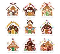 Autocollants de Noël, 240 Pièces Autocollants Noël pour Enfant, Christmas Stickers Adhésif, Gommettes Christmas Décoration, Motif Maison de Bonbons, pour Décorations Cadeaux et Scrapbooking(D)