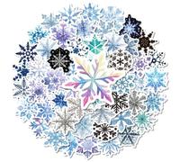 Autocollants de Noël 50 Pièces Stickers Autocollant Scrapbooking Flocon de Neige Autocollants de Décorations de Noël Stickers Noel Graffiti Adhésif pour Ordinateur Portable Porte Cartes