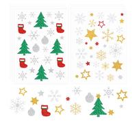 Autocollants de Noël, 6 Feuilles Autocollants Paillettes Noël, Etoiles Snowflake Gommettes Autocollantes, NoëL Décoration Stickers pour Décoration Cadeau de Noël