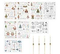 Autocollants de Noël à frotter | Mots de Noël à frotter sur les transferts pour travaux manuels, décorations de vacances pour bougie, fête d'enfants, bureau, salle de classe, mobilier, hiver, maison