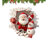 Autocollants de Noël | Effet 3D Père Noël Grands Décorations - Autocollants d'hiver pour murs intérieurs | Pour salle de bain, bureau, fête, fenêtres, armoires, porte