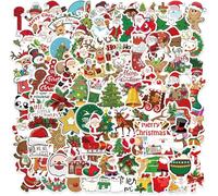 Autocollants de Noël en Vinyle - 100pcs Étiquettes et Stickers pour Décorations de Noël (Couleur A)