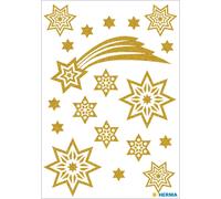 Autocollants de Noël HERMA MAGIC "étoiles & queue" glittery 1 feuille à 19 autocollants
