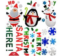 Autocollants de Noël pour fenêtre - 6 feuilles de gel réutilisables | Feuilles de 25 x 14 cm | Décorations de Noël avec Père Noël, bonhomme de neige, flocons de neige, « Merry Christmas » et plus