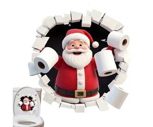 Autocollants de Noël pour murs - décorations de Noël en PVC drôles | Autocollants de Père Noël pour murs et réservoir d'eau, pour pendaison de crémaillère, fête du Nouvel An, fête de la salle de bain