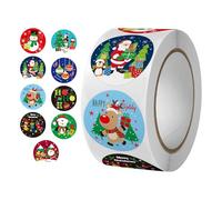 Autocollants De Noël Roll - 500pcs Happy Christmas Autocollants, Autocollantss Sur Le Thème Noëll - Auto-adhésifs Ronds Noël, Vacances Pour Les Cartes Scellées Enveloppes Boîtes