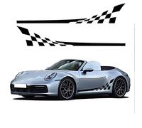 Autocollants de Panneau de Porte en Damier de Drapeau à Damier de Graphiques de Rayures latérales de Voiture, pour Porsche 911 997 991 992 GT3 RS Turbo Carrera 4S