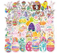 Autocollants de Pâques, 50pcs Pâques Autocollants De Thème, Gommettes Paques, Décorations de Pâque Autocollants, Stickers Paques, Autocollants Oeufs de Pâque, pour Pâques Party Favor DIY (Couleur A)