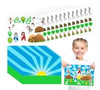 Autocollants de Pâques à faire soi-même - 12 autocollants de jeu de scènes Jésus - Kit d'activités bibliques pour l'intérieur - Kit d'autocollants de bricolage pour , famille, église, fête