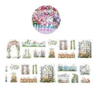 Autocollants de paysage de jardin, autocollants sur le thème de la nature ensemble | 6x Scrapbooking Paper Flower Stickers - Esthétique des fournitures de revue indésirable pour les planificateurs art