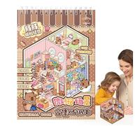 Autocollants de paysage miniature Livre - 3D Sans Coupe Dessin animé Maison Décalcomanie Activité de soulagement du stress | Autocollants créatifs, Pays de Rêve Décoration de scène pour l'école, la