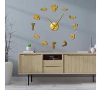 Autocollants de pêche DIY Art mural de pêcheur Grande horloge murale silencieuse à quartz moderne Silhouette de pêche au bar Sans cadre Grandes horloges murales
