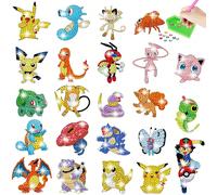 Autocollants de peinture de diamant DIY Pokémon Pikachu - Artisanat mural amovible amusant de bandes dessinées pour la décoration de la maison, les bouteilles d'eau et les bagages. Autocollants amovib