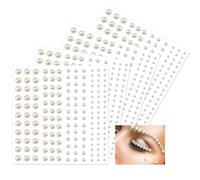 Autocollants de Perles,1300 Pcs Auto-Adhésives Perles à dos Plat Blanc Pailletée Auto-Adhésifs en Perles Perles Auto Adhésives pour Le Maquillage Du Visage Nail Art Décoration DIY (3/4/5/6 mm)