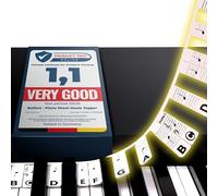 Autocollants de piano amovibles - Bandes en silicone réutilisables - Étiquettes de notes pour 88 touches de taille normale - Apprenez avec des autocollants de clavier de piano pour débutants - Boîte