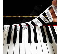 Autocollants de Piano, Coin Rond Autocollants Clavier Piano Pleine Grandeur 88 Touches en Silicone pas Besoin de Coller Réutilisables et Amovibles Étiquettes pour Clavier de Piano avec Boîte