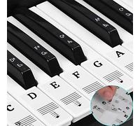 Autocollants de piano et clavier Notes de musique Ensemble de stickers pour les touches de couleur et Noir, Transparent et amovible pour 37/49/54/61/88 Clavier (Noir)