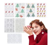 Autocollants de pierres précieuses pour le visage de Noël, autocollants de visage en strass de Noël - 7 feuilles de bricolage pour le visage | Autocollants de pierres précieuses pour le visage, bijoux