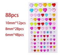 Autocollants De Pierres Précieuses,Strass Scintillants Auto-Adhésifs Pour L'Artisanat,Formes Assorties,Bijoux,Autocollants Décoratifs En Diamant Acrylique Multicolore.1 Sheet 88Pcs.