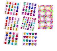 Autocollants De Pierres Précieuses,Strass Scintillants Auto-Adhésifs Pour L'Artisanat,Formes Assorties,Bijoux,Autocollants Décoratifs En Diamant Acrylique Multicolore.7 Sheets.