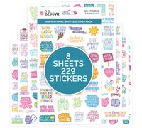 Autocollants de planificateur Bloom Daily Planners avec citations inspirantes et motivantes (8 feuilles de 200 autocollants) - Citations positive