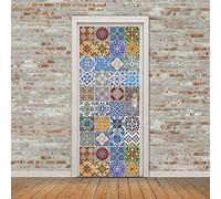 Autocollants de Porte 77x200 cm style bohème 3D Trompe L'Oeil Auto-adhésif Vinyle Porte Papier Stickers Imperméable Mur Salon Chambre Salle Bain Décor