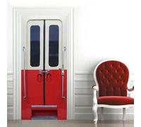 Autocollants De Porte Bricolage 3D Mural Pour Salon Chambre Décor À La Maison Affiche Pvc Auto-Adhésif Étanche 3D Porte Autocollant Décalcomanie Symétrie Métro Rouge Et Blanc 90 X 200 Cm - Ph -8T3J7I4