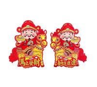 Autocollants de porte de bénédiction du Nouvel An chinois 2026, 3 paires d'autocollants Dieu de la richesse pour mur, fenêtre, porte, décorations créatives de portes du Nouvel rouge pour famille