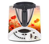 Autocollants de protection décoratifs compatibles avec robot de cuisine Thermomix TM31 Film adhésif étanche R182 (06 coquelicots)