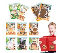 Autocollants de puzzle pour le visage, les animaux - Autocollants pour - Motif forêt d'animaux - Pour récompenses d'apprentissage, surprise de vacances et