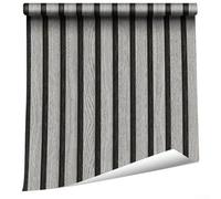 Autocollants de rénovation murale en forme de lattes de bois, application sans effort pour murs et meubles, 45 cm x 10 m (grille grise)