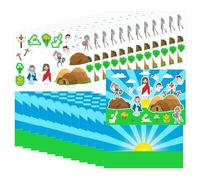 Autocollants de scène de Pâques - Jeu de travaux manuels de résurrection religieuse | 12 autocollants de scène de Jésus de Pâques pour l'école du dimanche | Activités de jeux bibliques d'intérieur