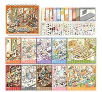 Autocollants de scènes miniatures de dessin animé pour architecture