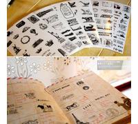 Autocollants De Scrapbooking, Étiquette Scrapbooking, Calendrier, Album, Carnet De Notes, Couronne Noire, Animal, Bloc-Notes Imprimé, Décoration Pour Journal Intime, 6 Feuilles