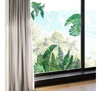 Autocollants de Sécurité en Verre pour Fenêtres Anti-Collision pour Vitrées Signalisation Autocollants de Sensibilisation Evitent Les Chocs Contre Une Vitre - Feuilles Tropicales - H60 x L90 cm