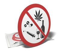 Autocollants de signalisation - Alcool et drogue interdits - 3 stickers ronds - 10cm