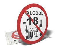 Autocollants de signalisation - Alcool interdit aux moins de 18 ans - 3 stickers ronds - 10cm