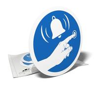 Autocollants de signalisation - Appuyez sur la sonnette - Sonnez avant d'entrer - 3 stickers ronds - 9,5cm