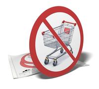 Autocollants de signalisation - Caddie et chariot interdit - 3 stickers ronds - 10cm