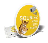 Autocollants de signalisation - Caméra de surveillance - Souriez, vous êtes filmés - 3 stickers ronds - 10cm