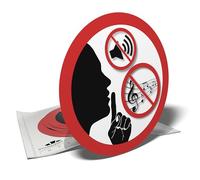 Autocollants de signalisation - Silence - Ne pas faire de bruit - Zone de tranquillité - 6 stickers ronds - 9,5cm