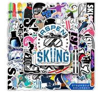 Autocollants De Ski d'hiver 50pcs Décalsificateurs De Ski De Dessins De Dessins en Vinyle Autropoliques Étanches pour Bouteille D' pour Bagages À Bagages À Bagages Snowboard Snowboard Téléphone