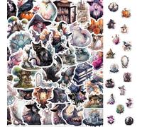 Autocollants de Sorcière 2 x 50 Pièces, Witch Sticker Set, Autocollants Vintage thème Sorcière Étanche, Forest Witch Sticker Set, Graffiti de Sorcière pour Ordinateur Skateboard Téléphone Valise