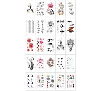 Autocollants De Tatouage 3D Petits Autocollants Fleurs Petites Lettres Fraîches Autocollants Littéraires Couronne Tatouage Durable 60 * 105mm