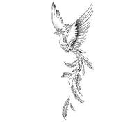 Autocollants De Tatouage À Base De Plantes, 2 Pièces, Semi-Permanent, Non Réfléchissant, Imperméable, Longue Durée, Plume D'Oiseau De Phénix