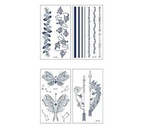 Autocollants De Tatouage À Base De Plantes, 4 Pièces, Animal, Semi-Permanent, Étanche, Tatouage De Jus Longue Durée